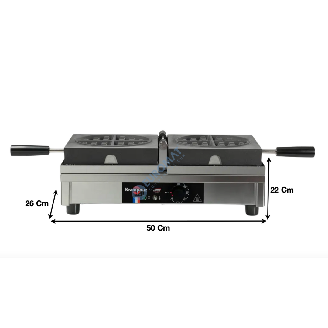 מכונת וופל עגולה מקצועית 4×8 בפתיחה 180°